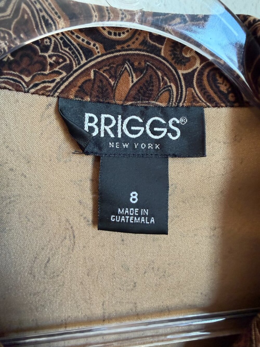 Briggs New York Vintage Y2K Brown Paisley Zip Jacket Blazer Retro 70s Size 8 - Picture 5 of 8